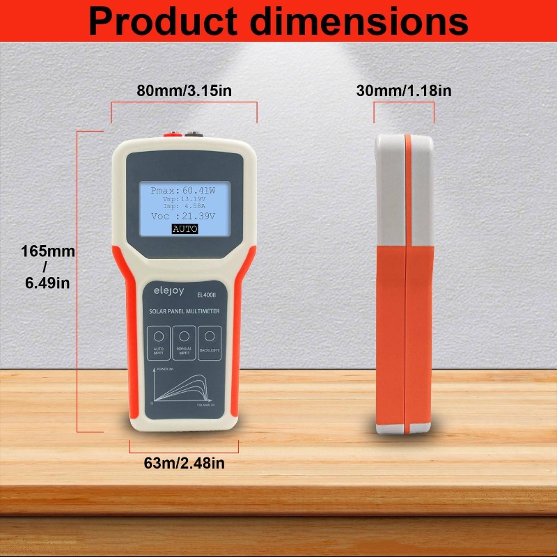 400W MPPT Solar Panel Tester with Auto/Manual Mode, LCD Backlight & Portable Design - Heavy-Duty PV Meter for Solar Panels, No External Power Needed, Current/Voltage/Power/ Efficiency/Maximum Power Point Tracking, for Solar Installers, Engineers, - Includes Probes & Cables, Solar Panel Tester, Solar Panel Charger, Solar Panel Kit, Solar Panel Charge Controller, Solar Panel Charge Regulator, Photovoltaic Testing, Current Voltage Measurement, Compact Tester, Durable Construction, Solar