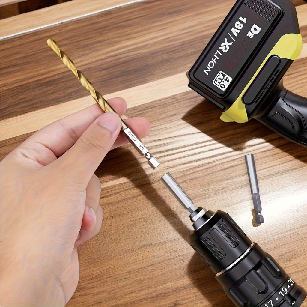 [High-Speed Steel Drill Set] 50pcs High-Speed Steel Drill Set with Coated Hexagonal Shaft, Straight Round Shaft, Fried Dough Twists Drills of Various Sizes