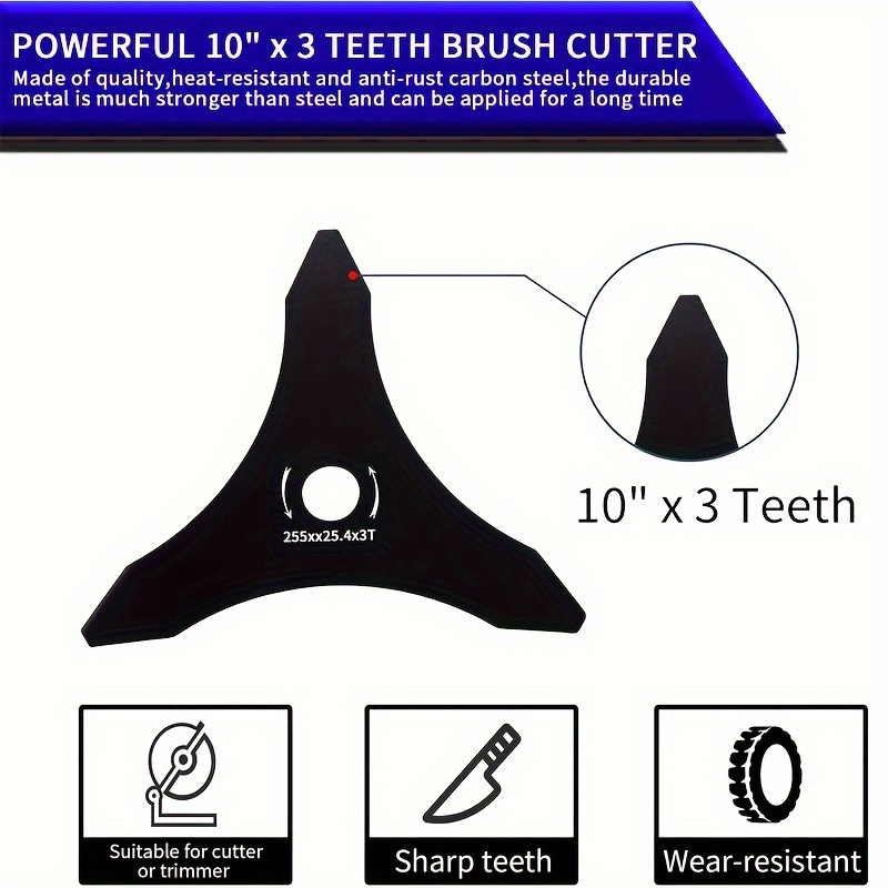 Heavy-Duty Replacement Blade - Suitable for Lawn Mowers, Weed Trimmers, Straight Shaft Trimmers - Hollow Hardened Steel Construction, Efficient Cutting of Weeds, Grass, and Shrubs - Compatible with 25.4mm Shaft - Durable Lawn Care Blade, Sharp Cutting Edge, Long-Lasting Durability, Gardening Professional Accessories