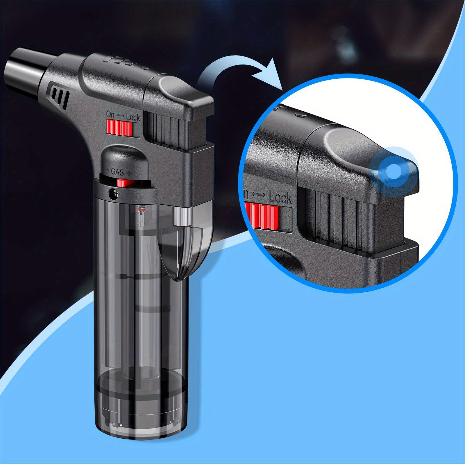 10pcs Butane Torch Lighter Refillable Big Jet Flame Portable Butane Torch Adjustable Mini Blow Torch Lighter for Camping Grill Culinary Soldering Cooking Welding BBQ (No Gas)