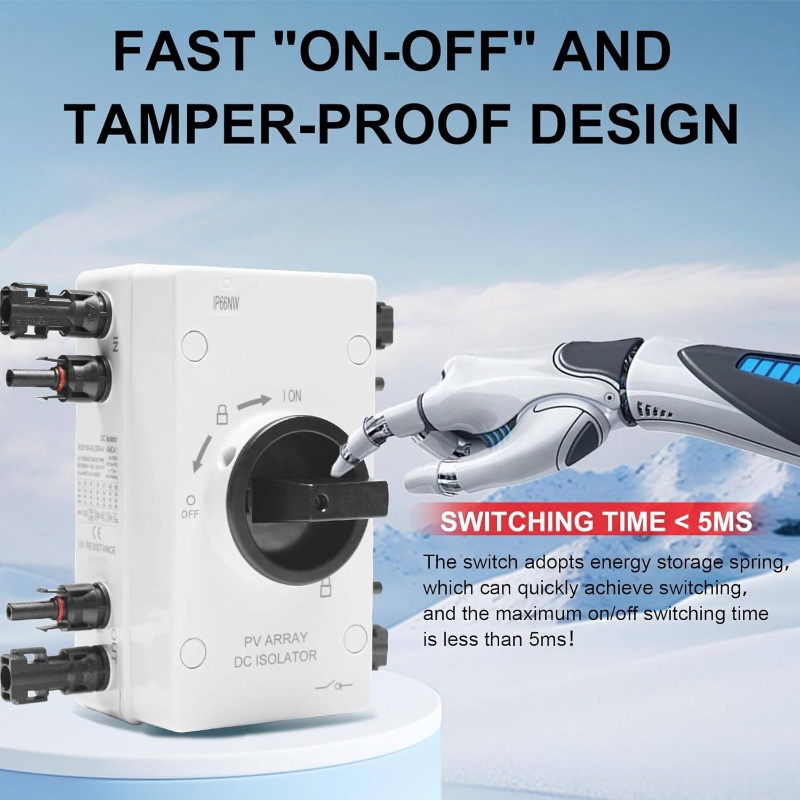 1000V 64A IP66 Waterproof PV Quick Disconnect Switch with Overload Protection & Grounding Wire - Heavy-Duty Solar Panel Disconnect Switch with Connector for RV, Boat, Off-Grid Systems, Photovoltaic Panels, Wind Turbines - Easy Installation, No External Power Required, Rv Power System, Solar Panel Connector, Solar Panel Kit, Solar Panel Mounting Bracket, Solar Panel Mounting Rail, Solar Panel Accessory, Solar Panel Cable, Solar Cable Connector, Solar Panel Bracket, Solar Connector
