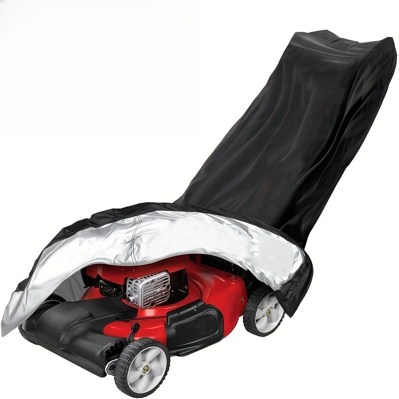 1pc Heavy-Duty 210D Yard Firm Polyester Lawn Mower Cover with UV Protection, All-Weather Fit for Push Lawn Mowers & Small / Mowers, Adjustable Drawstring & Storage Bag, Outdoor Equipment