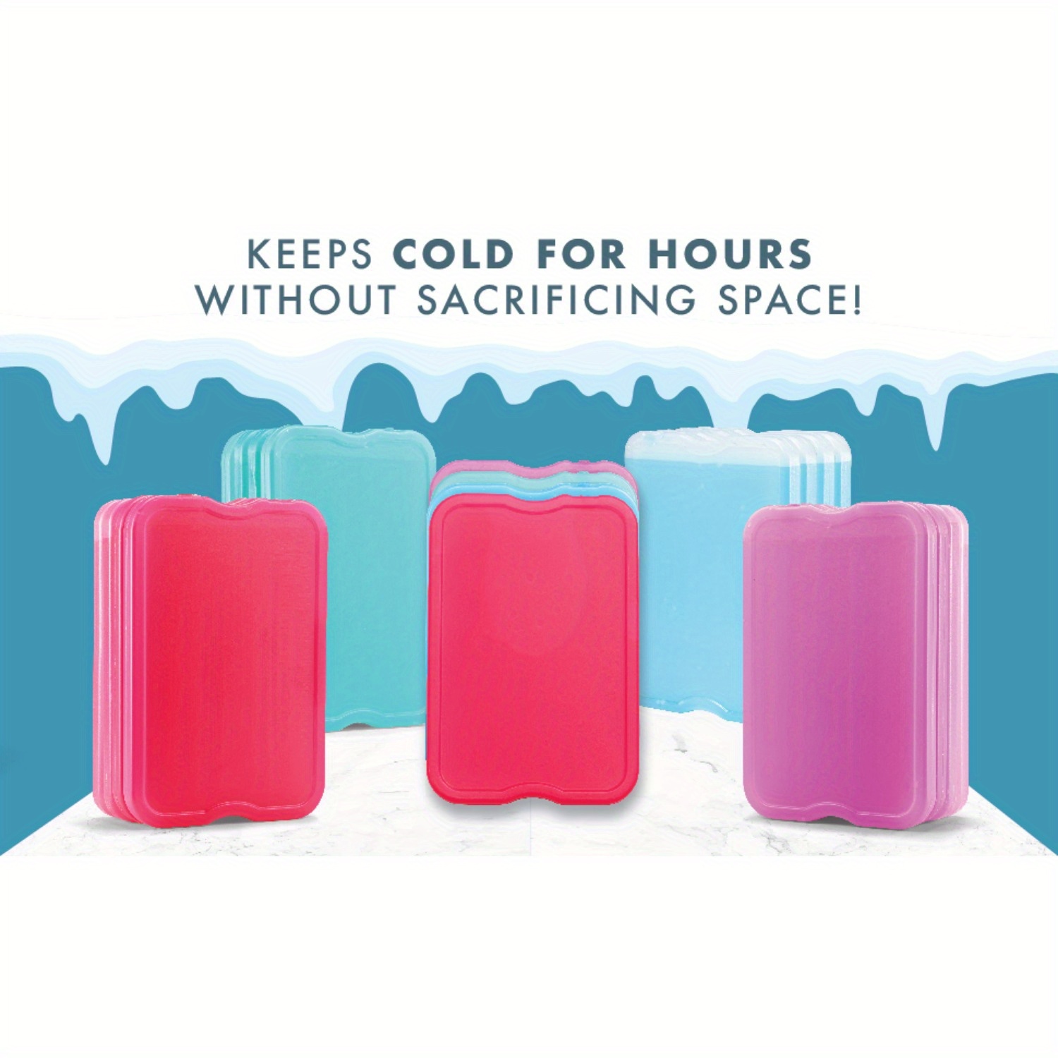 4/8pcs XL Slim Ice Packs - Quick Freeze Reusable Space-Saving Ice Cubes for Lunch Boxes, Coolers & Travel | Durable, Multicolor (Red/Pink/Blue), Travel Ice Pack | Multiuse Pack | Leakproof Construction, Ice Packs for Injuries Reusable