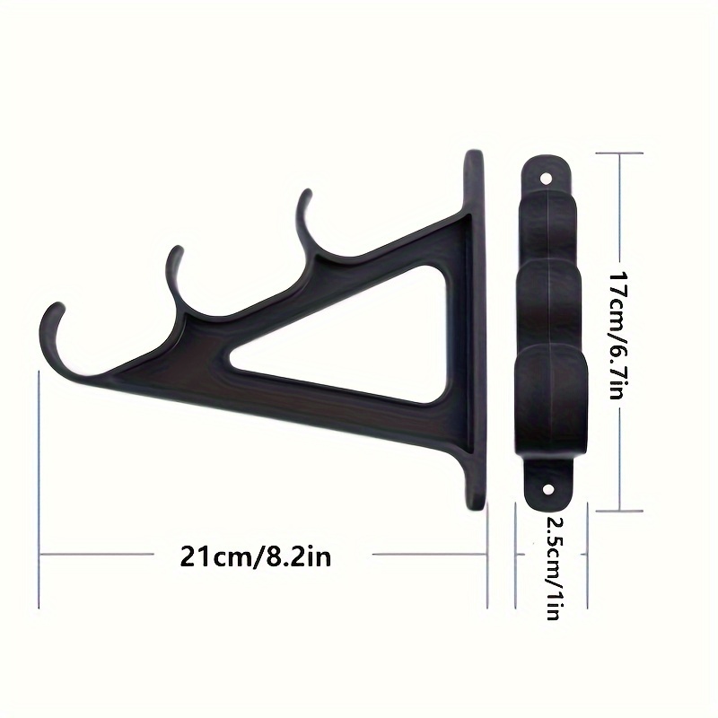 2pcs Space Saving Wall Mounted Fishing Rod Rack with Hooks- Holds 3 Fishing Rods, Suitable for Hiking Poles, Ski Poles, etc.- Made of Durable ABS Material, Easy to Install, Fishing Rod Holder. Convenient for outdoor camping use