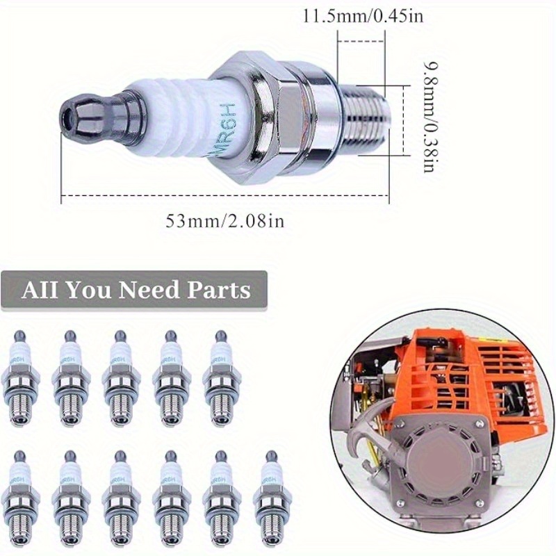 12pcs CMR6H Spark Plug Replacement for 3365, Compatible with FS90, FS110, HL90, HL110, HT100, KM90, BR500, BR550, BR600 Trimmers - Yard Firm High-Performance Metal Construction, Durable & Reliable Ignition for Outdoor Power Tools, Lawn Mowers, Hedge Trimmers, Chainsaws, Trimmer Spark Plug, Outdoor Equipment Parts, Sleek Metallic Finish, Robust Design, Metallic Construction - Image 4