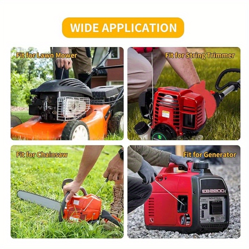 6pcs Engine Pull Cable Handles with Adjustable Length - Durable Plastic, Ideal for Gasoline Engines, Lawn Mowers, Generators, Chainsaws, and Trimmers, Trimmer Maintenance|Functional Grip Design|Strong Pull Cables, Pull Rope for Small Engine