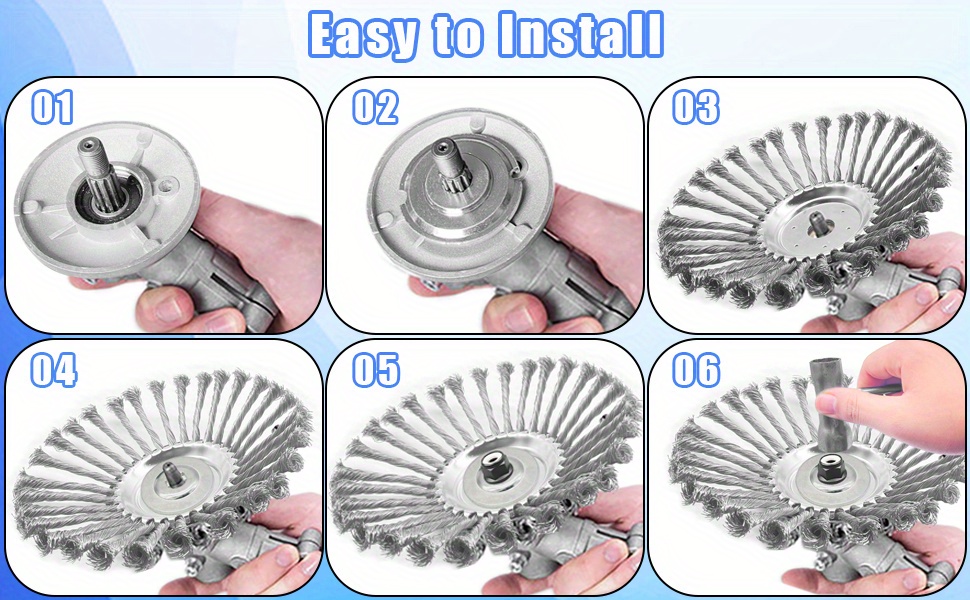 8-inch/10-inch Heavy-Duty Steel Wire Rotating Brush Trimmer Head - Unbreakable Metal Cutting Edges with Adapter Kit, Compatible with Weeders & Lawn Mowers for Moss, Rust, Weed Removal - Durable Outdoor Trimmer Attachment for Garden, Driveway, Sidewalk Maintenance (Ideal for Residential & Commercial Use), Weed Eater Blade, Weed Trimmer Head, Grass Trimmer Blade, Brush Cutter Blade, Weed Eater Replacement Wire Blade, Lawn Mower Blade, Grass Trimmer Head Replacement, Universal Weed Eater