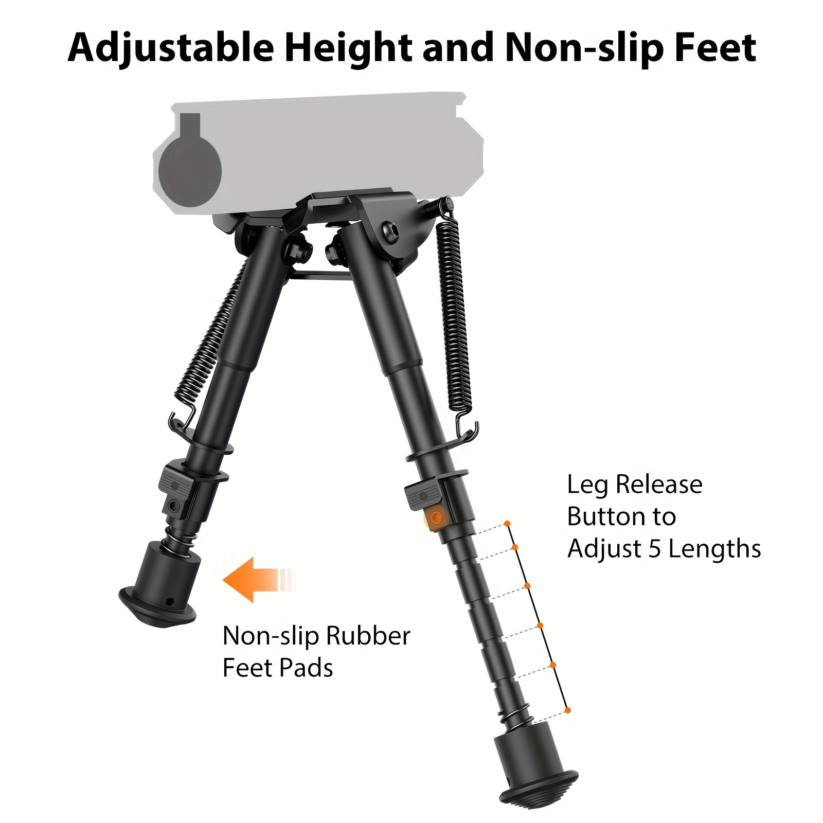 6-9 Inch Heavy-Duty Bipod with Adjustable Quick-Release Rail - Yard Firm Lightweight Foldable Hunting & Shooting Stabilizer, Mlok Handguard Adapter, 5 Height Settings, Rubber Feet - Compatible with Rifles, Shotguns, Outdoor Firearms (Aluminum/Nylon), Hunting Gear, Hunting Bipod - Image 7