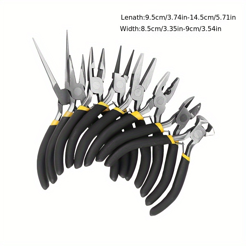 [8pcs Carbon Steel Pliers] 8pcs Premium Carbon Steel Mini Jewelry Pliers Set | Round Curved Needle Nose Design for Precise Grip, DIY Craft Tools Kit with Durable Construction for Long-Lasting Performance