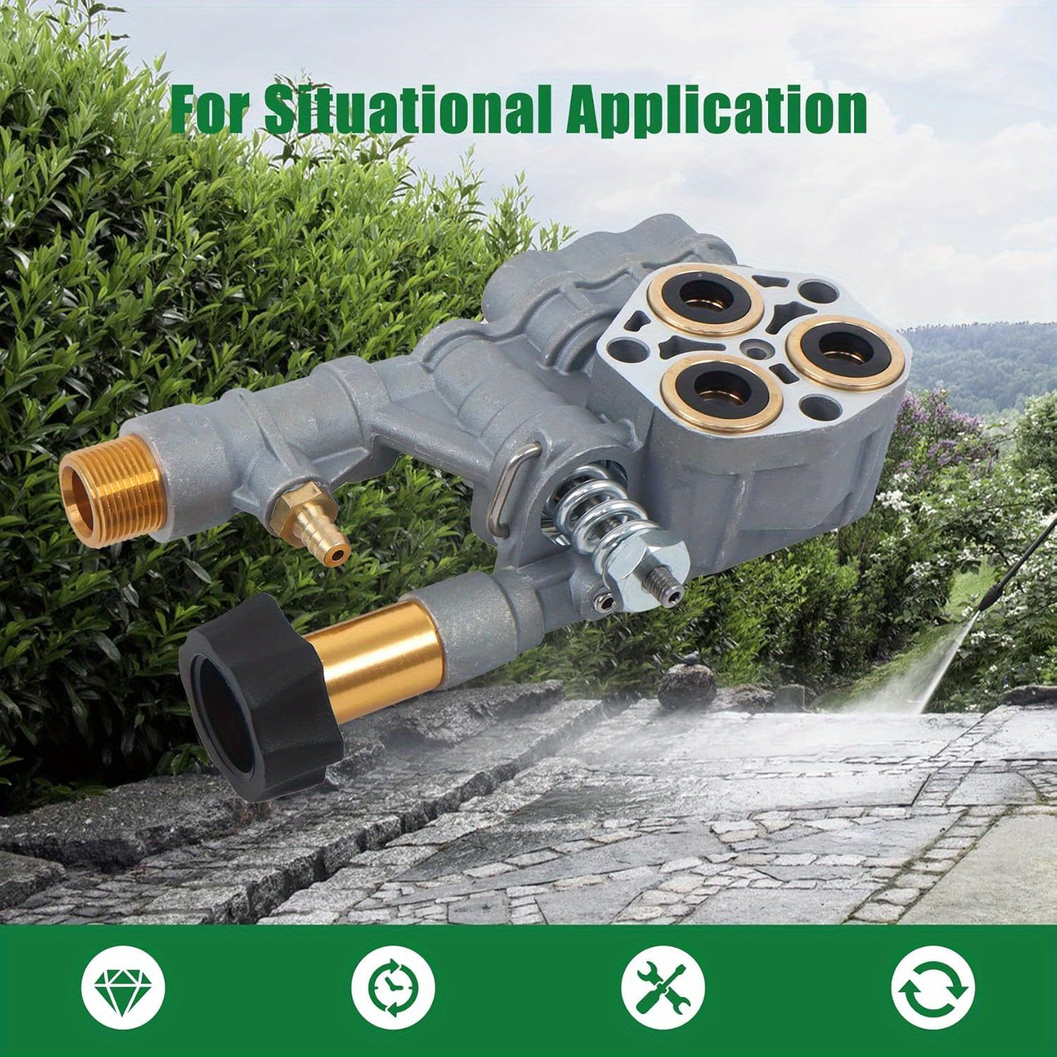 7108366 Axial Cam High Pressure Washer Pump Replacement for 510020 & 520006 - Yard Firm Heavy-Duty Metal Construction, Brass-Plated Ports, Easy Installation with Mounting Screws - Outdoor & Lawn Equipment, Outdoor Cleaning Equipment | Robust Metal Pump | Durable Metal Construction, Pressure Washer Pump Partswasher Accessories