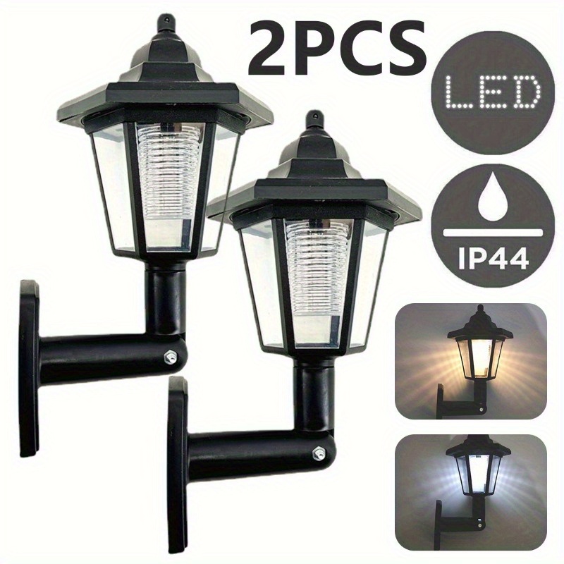 [Hexagonal Solar Lights] 2pcs Hexagonal Solar Lights Outdoor | Yard Firm LED Solar Sconce Wall Lamp Retro Lantern Garden Decor Solar Streetlight