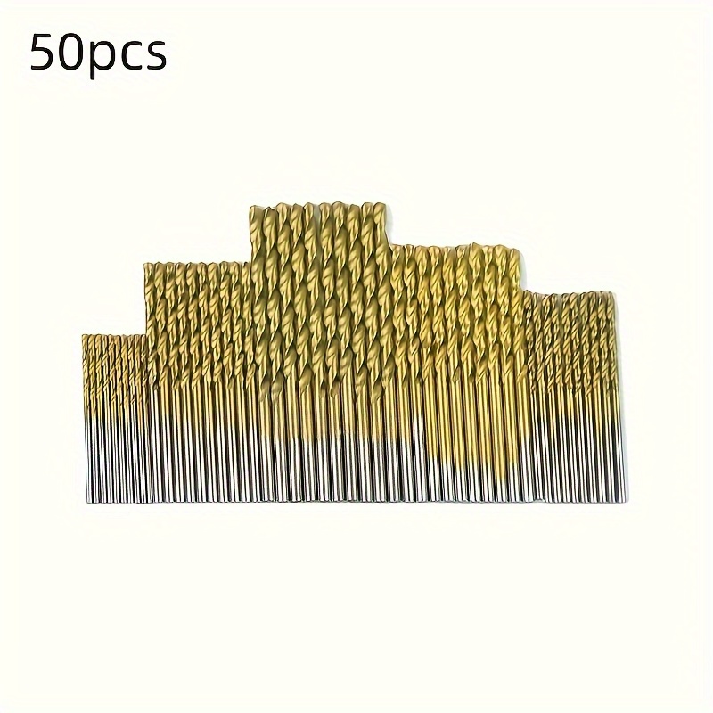 [High-Speed Steel Drill Set] 50pcs High-Speed Steel Drill Set with Coated Hexagonal Shaft, Straight Round Shaft, Fried Dough Twists Drills of Various Sizes