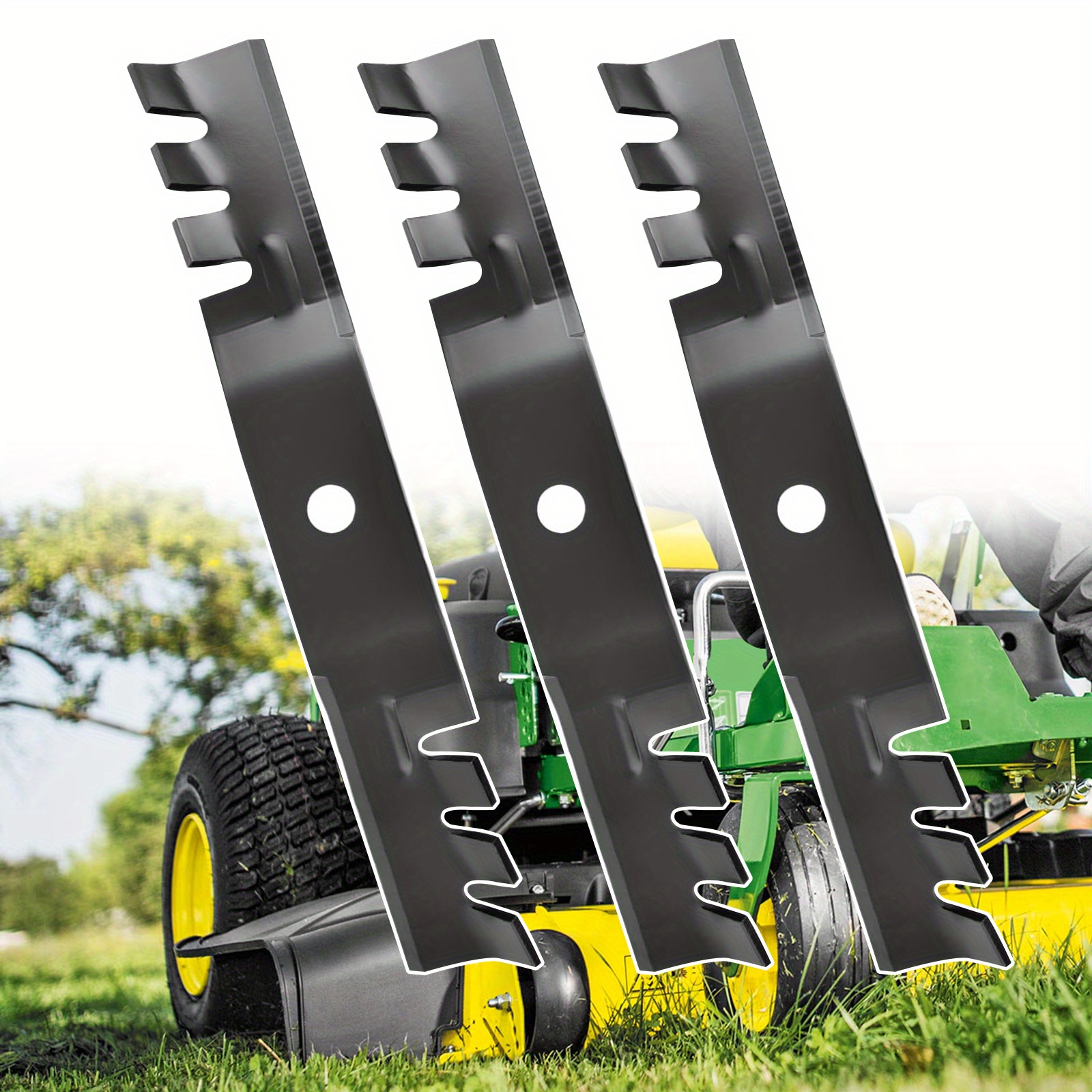 [3 pack] M115495 M113517 Toothed Mulching Blades, Yard Firm Compatible with 48 inch Mower Deck 325 335 345 445 F510 GT242 GX345 GT262 GT275 GX335, Replaces M115328, Lawn Mower Parts, Grass Tools, Precisioncut Edges, Heavyduty Design, Longlasting Durability, Sharp Cutting Edges, Replacement Blades, Mower Blades, Lawn Mower Blade Sharpener, Lawn Mower Blade Sharper, Lawn Mower Blade Set, Lawn Mower Part, Lawn Mower Blade Balancer, Lawn Mower Blade Sharpener Tool, Zero Turn Mower Accessorie, Lawn