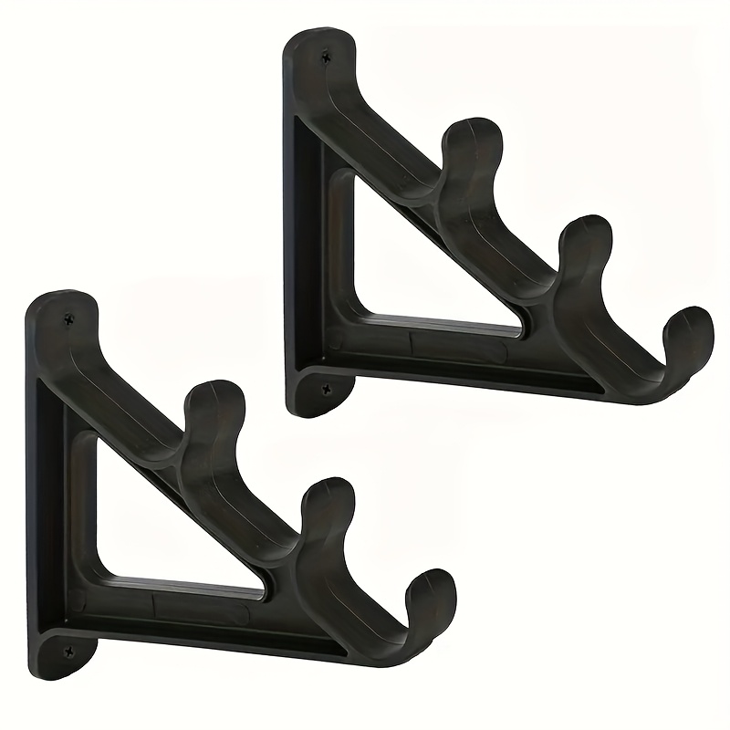 2pcs Space Saving Wall Mounted Fishing Rod Rack with Hooks- Holds 3 Fishing Rods, Suitable for Hiking Poles, Ski Poles, etc.- Made of Durable ABS Material, Easy to Install, Fishing Rod Holder. Convenient for outdoor camping use