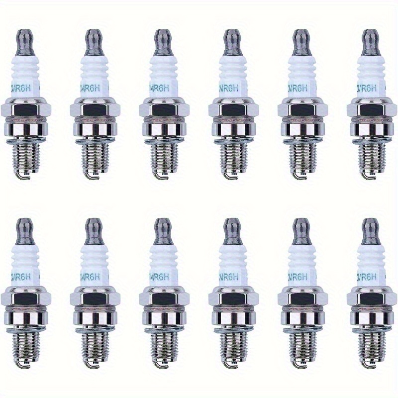12pcs CMR6H Spark Plug Replacement for 3365, Compatible with FS90, FS110, HL90, HL110, HT100, KM90, BR500, BR550, BR600 Trimmers - Yard Firm High-Performance Metal Construction, Durable & Reliable Ignition for Outdoor Power Tools, Lawn Mowers, Hedge Trimmers, Chainsaws, Trimmer Spark Plug, Outdoor Equipment Parts, Sleek Metallic Finish, Robust Design, Metallic Construction