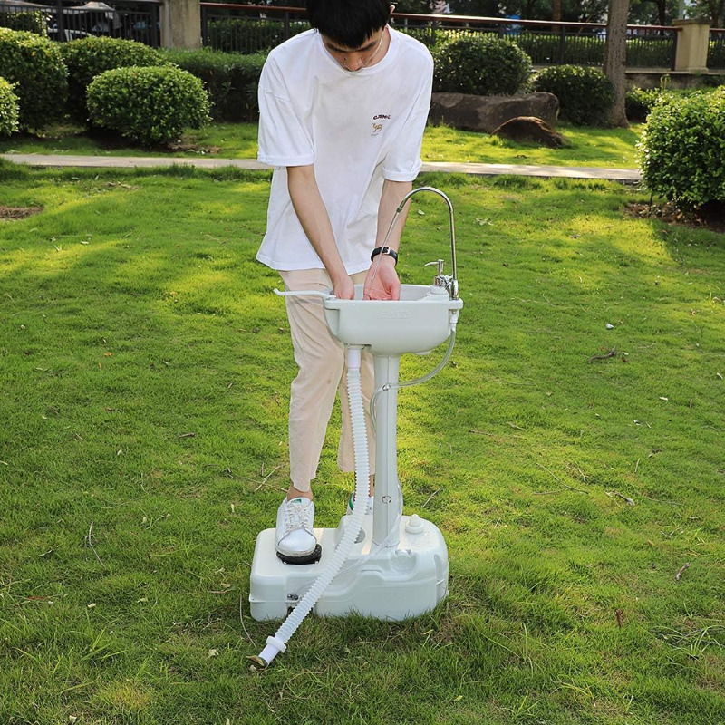 VINGLI Upgraded Portable Sink and Toilet Comb Self-contained 5 Gal Hand Washing Station & 5.3 Gal Flushing Toilet, Perfect for Camping/RV/Boat/Road Tripper/Camper, Detachable & Lightweight