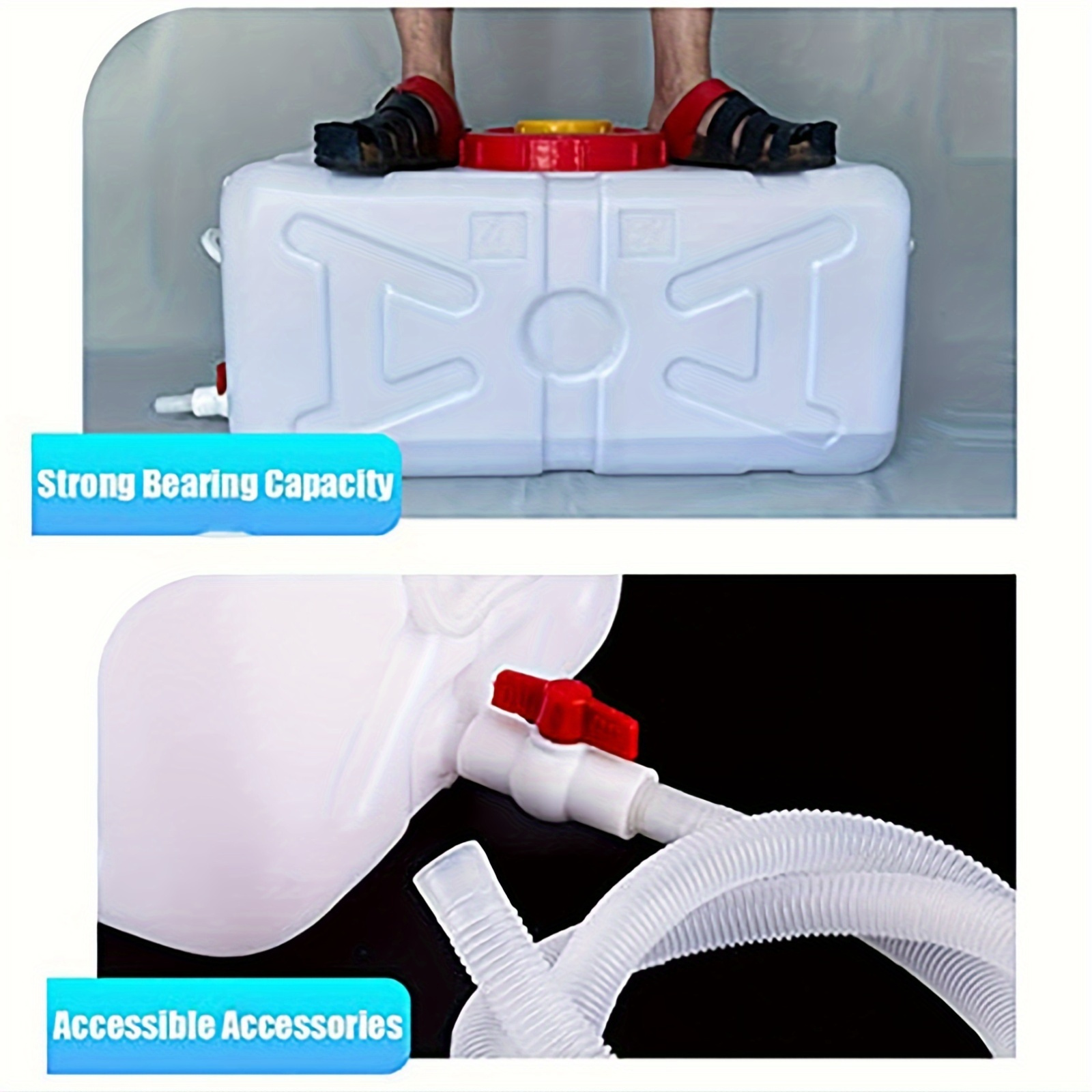 Large Household Capacity Water Tank, Yard Firm Drop-Resistant Portable Horizontal Plastic Water Storage Container With Faucet For Household Water Camping Outdoor Self-Driving Tour - Image 12