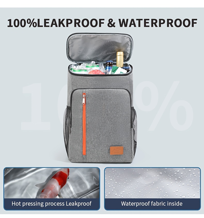 Leak-Proof Insulated Cooler Backpack - Large Capacity Thermal Bag for Camping, Picnics, BBQs - Heavy-Duty Construction, Side Pocket Organizer - Keeps Drinks Cold/Hot for Hours - Ideal for Men, Women, Outdoor Enthusiasts - Perfect for Travel, Tailgating, Daily Commute - Available in Gray/Black/Blue/Beige/More Colors, Backpack Cooler, Picnic Essentials, Stylish Tote Design, Adjustable Shoulder Straps