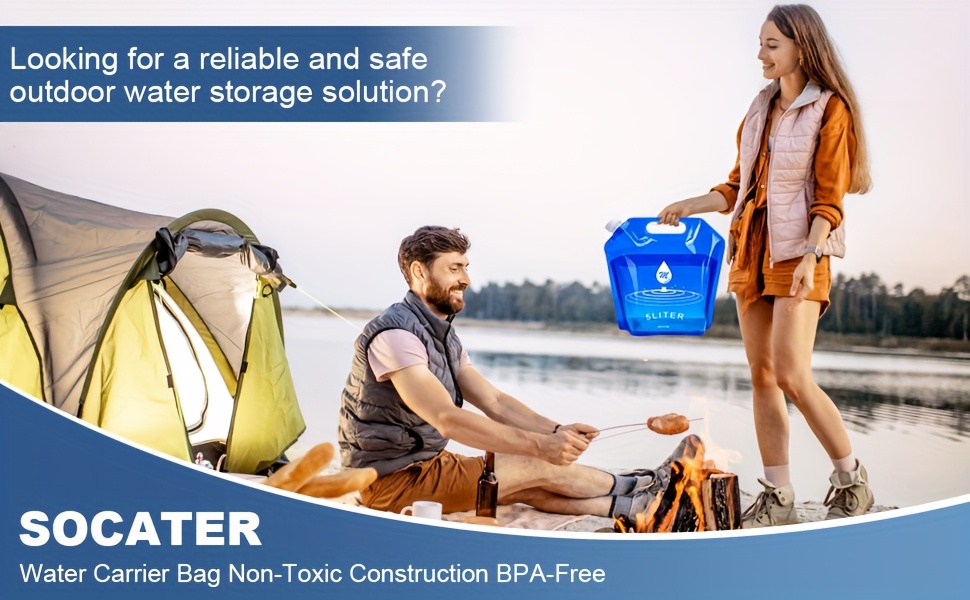 4-Pack (1-Pack=2.64gal) Heavy-Duty Leakproof & Foldable Water Bags - BPA-Free, with Opening for Easy Hanging/Tightening - Ideal for Camping, Hiking, Emergency Prep, Backpacking - Bright Blue Containers, Camping Storage, Hiking Essentials, Foldable Design, Bpafree Material, Outdoor Hydration, Compact Storage, Highquality Plastic, Portable Container, Outdoor Enthusiasts