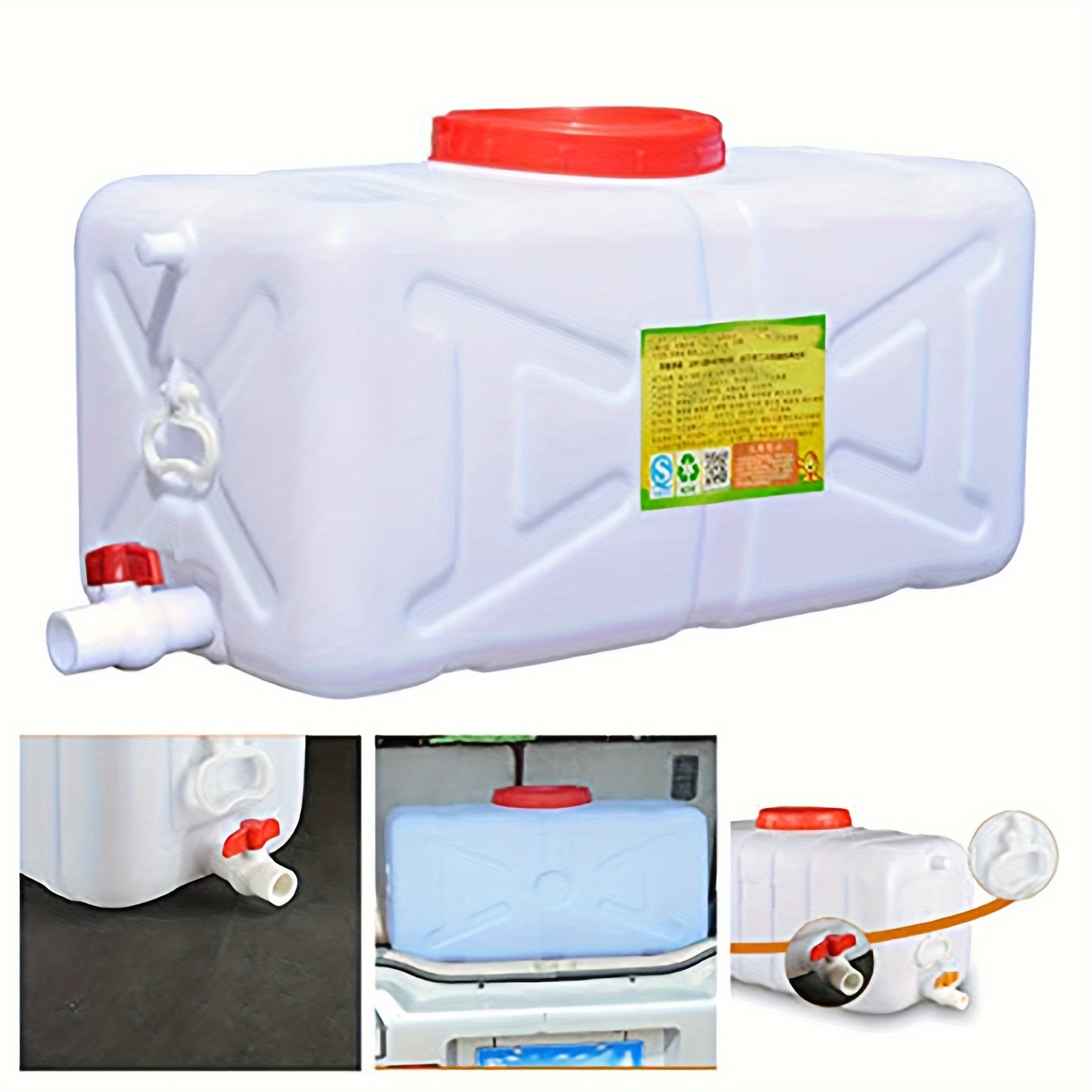 Large Household Capacity Water Tank, Yard Firm Drop-Resistant Portable Horizontal Plastic Water Storage Container With Faucet For Household Water Camping Outdoor Self-Driving Tour