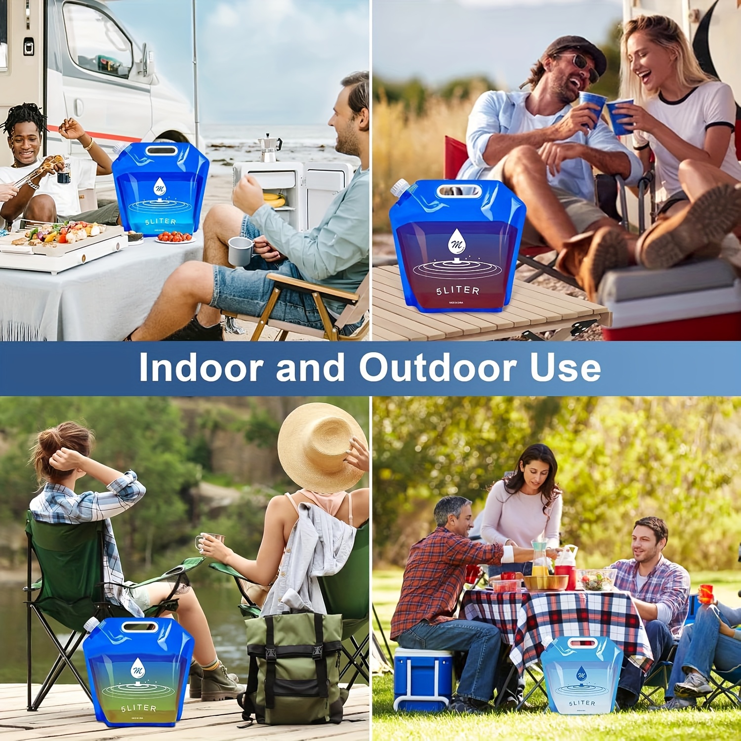 4-Pack (1-Pack=2.64gal) Heavy-Duty Leakproof & Foldable Water Bags - BPA-Free, with Opening for Easy Hanging/Tightening - Ideal for Camping, Hiking, Emergency Prep, Backpacking - Bright Blue Containers, Camping Storage, Hiking Essentials, Foldable Design, Bpafree Material, Outdoor Hydration, Compact Storage, Highquality Plastic, Portable Container, Outdoor Enthusiasts