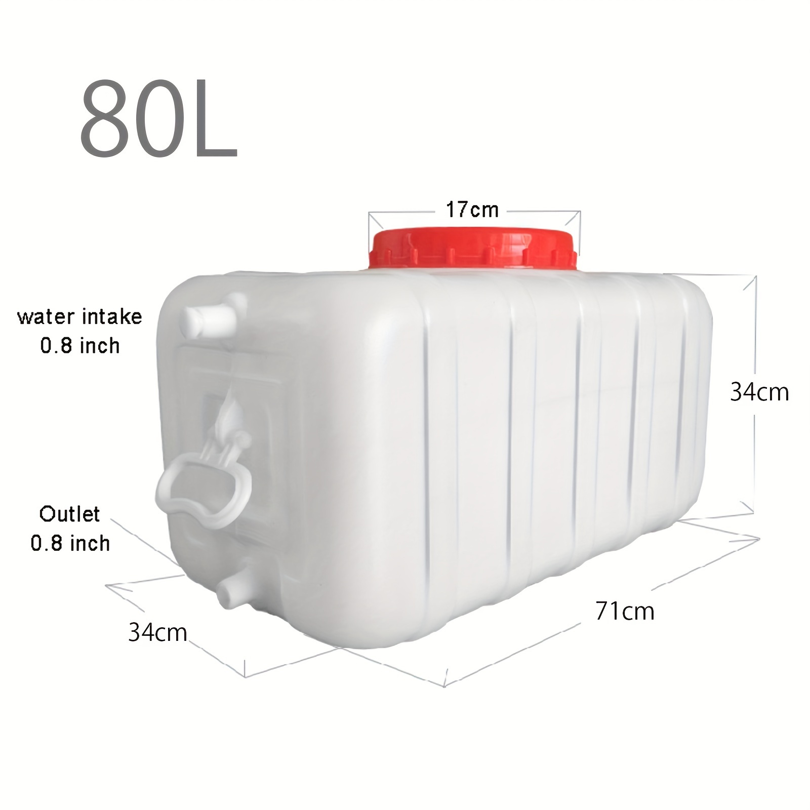 Large Household Capacity Water Tank, Drop-Resistant Portable Horizontal Plastic Water Storage Container With Faucet For Household Water Camping Outdoor Self-Driving Tour