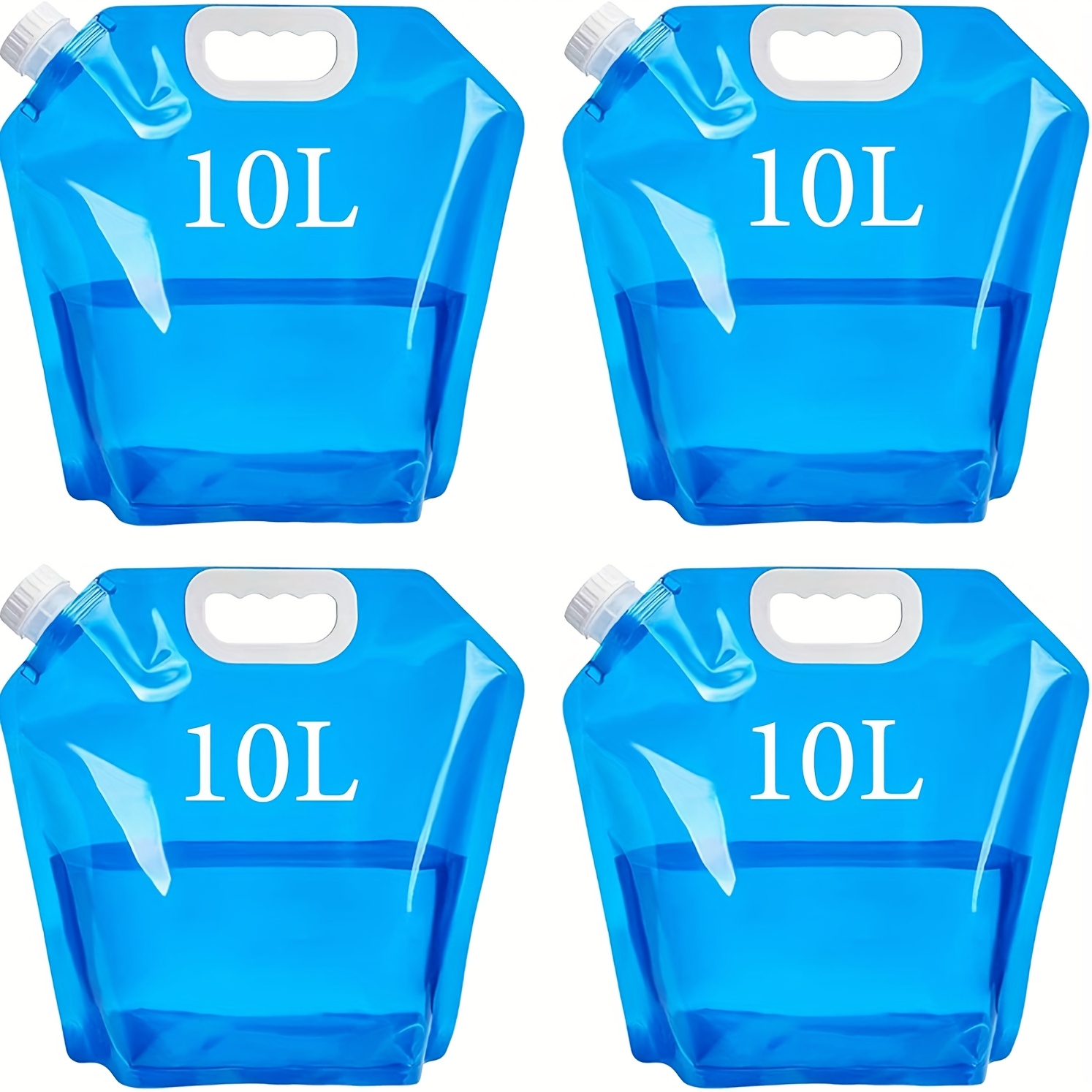 4-Pack (1-Pack=2.64gal) Yard Firm Heavy-Duty Leakproof & Foldable Water Bags - BPA-Free, with Opening for Easy Hanging/Tightening - Ideal for Camping, Hiking, Emergency Prep, Backpacking - Bright Blue Containers, Camping Storage, Hiking Essentials, Foldable Design, Bpafree Material, Outdoor Hydration, Compact Storage, Highquality Plastic, Portable Container, Outdoor Enthusiasts