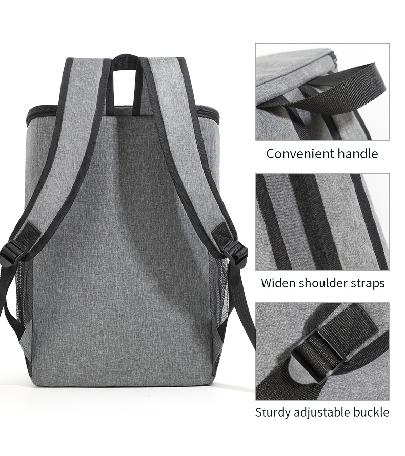 Leak-Proof Insulated Cooler Backpack - Large Capacity Thermal Bag for Camping, Picnics, BBQs - Heavy-Duty Construction, Side Pocket Organizer - Keeps Drinks Cold/Hot for Hours - Ideal for Men, Women, Outdoor Enthusiasts - Perfect for Travel, Tailgating, Daily Commute - Available in Gray/Black/Blue/Beige/More Colors, Backpack Cooler, Picnic Essentials, Stylish Tote Design, Adjustable Shoulder Straps