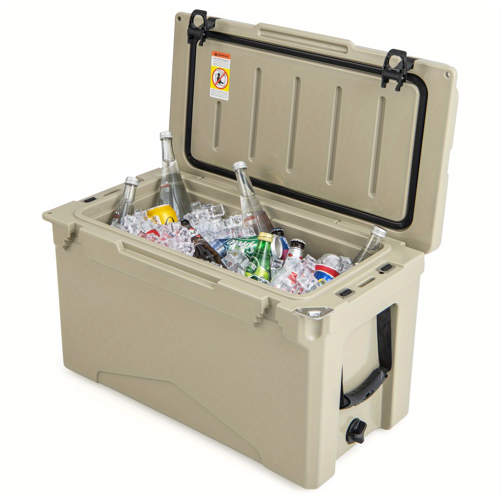 Goplus 50 QT Rotomolded Cooler Portable Ice Chest Ice Retention for 5-7 Days Tan