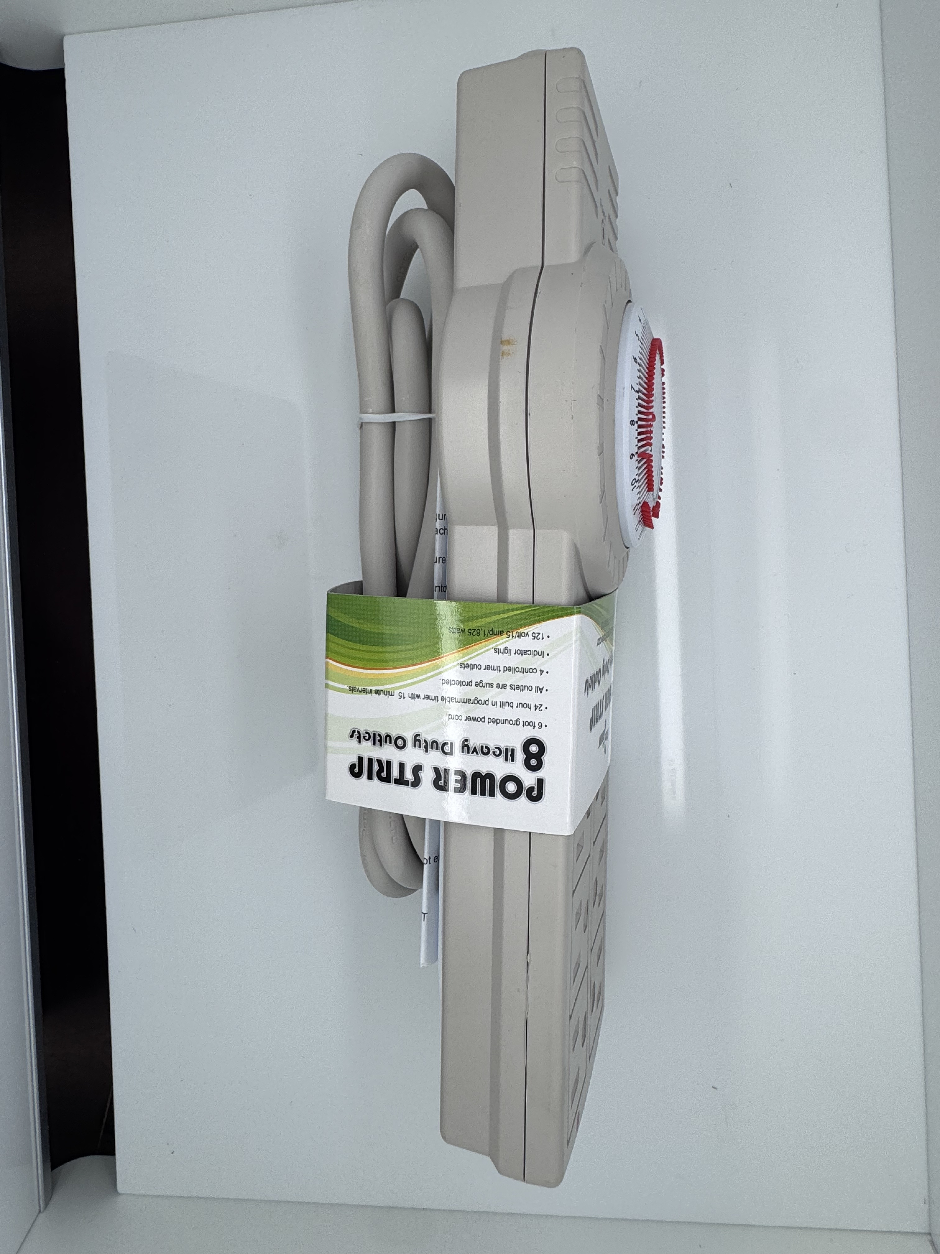 8 Outlet Surge Protector with Mechanical Timer (4 Outlets Timed, 4 Outlets Always On), Power Strip with Timer, 6 feet Cord, 1875 Watt, 125Vac, 60Hz - Tan