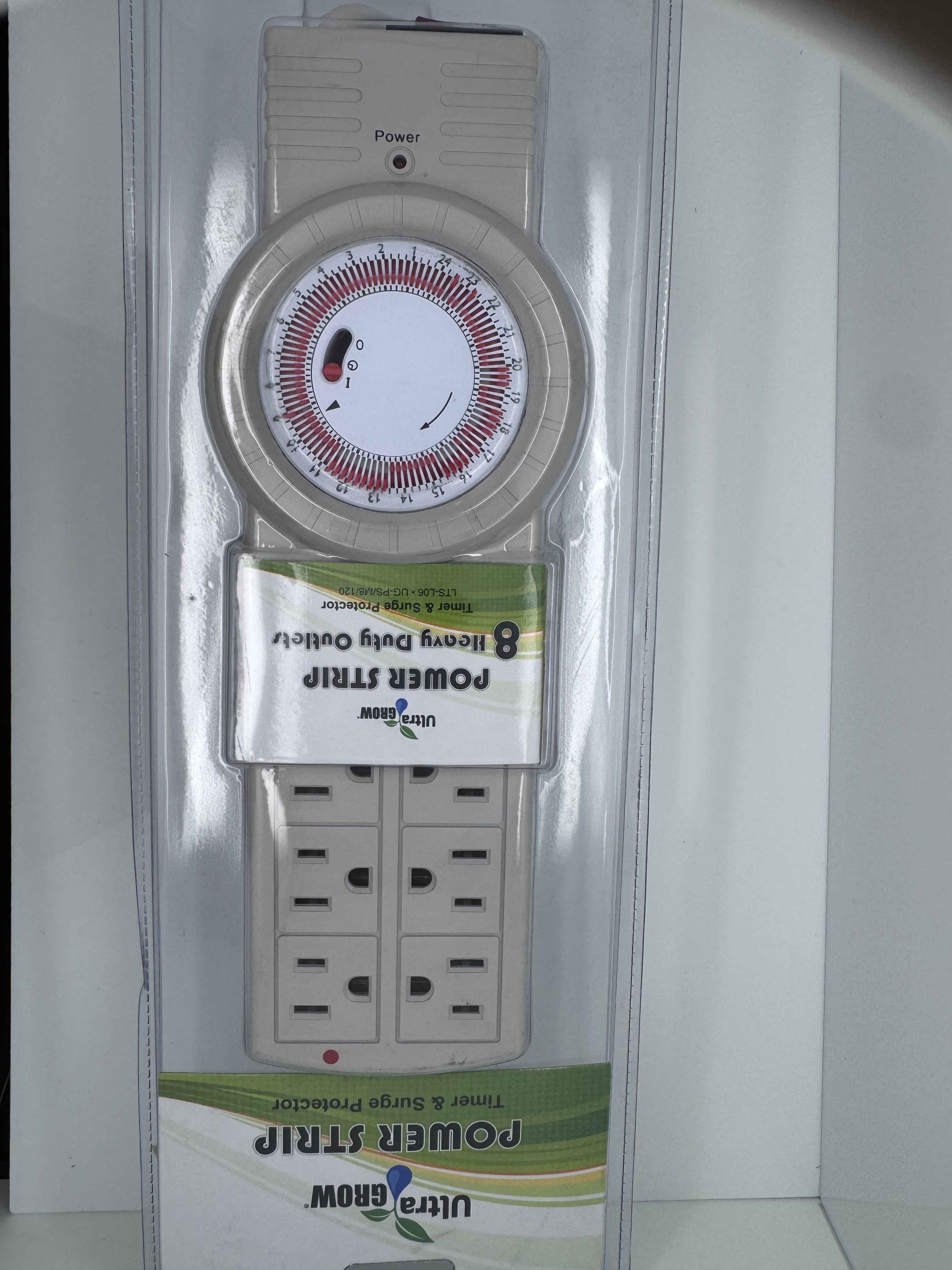 8 Outlet Surge Protector with Mechanical Timer (4 Outlets Timed, 4 Outlets Always On), Power Strip with Timer, 6 feet Cord, 1875 Watt, 125Vac, 60Hz - Tan