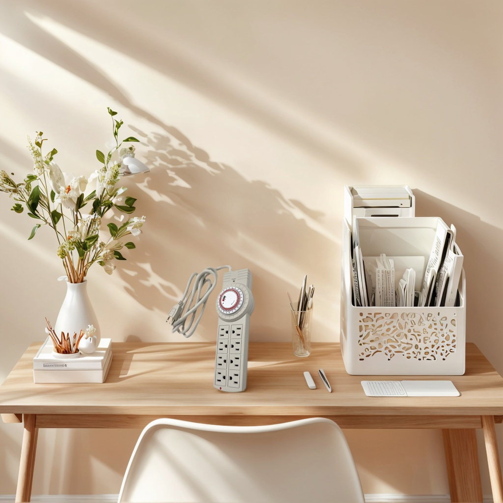 8 Outlet Surge Protector with Mechanical Timer (4 Outlets Timed, 4 Outlets Always On), Power Strip with Timer, 6 feet Cord, 1875 Watt, 125Vac, 60Hz - Tan